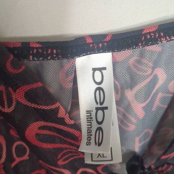 Bebe Lingerie Red Black Strappy Negligee XL - Picture 4 of 6